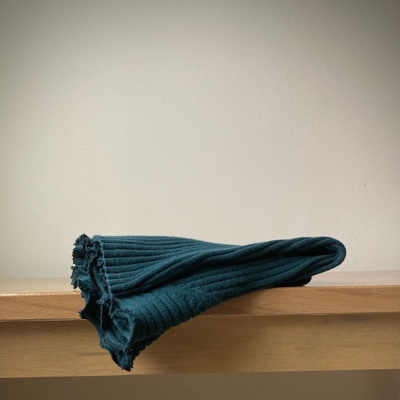 joodito 100% cotton ribbed snood turtleneck collar striped scarf teal dark green - Picture 6 of 7